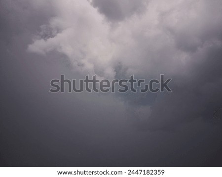 black storm cloud background, Poplar fluff seeds fly in the black sky, dramatic black clouds Royalty-Free Stock Photo #2447182359