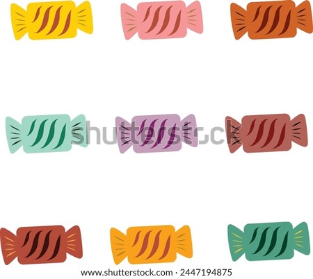 Set of candies vintage colors