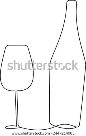 wine bottle one line art, vector best line icon