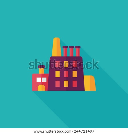 Building factory flat icon with long shadow,eps10