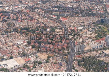 Aerial photograph of the Alvaro, Obregon borough of Mexico City and San Antonio