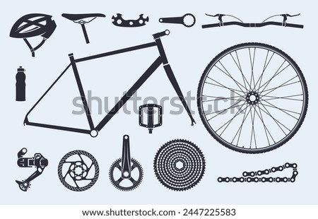 Bicycle details. Icons for bike shop. Vector illustration