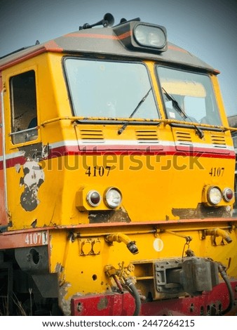 The last train locomotive was very beautiful. Royalty-Free Stock Photo #2447264215