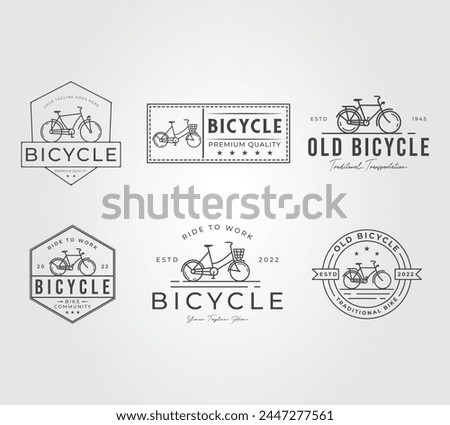 set of bicycle or bike line art logo vector illustration design
