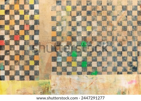 Old stained paper with checkered pattern