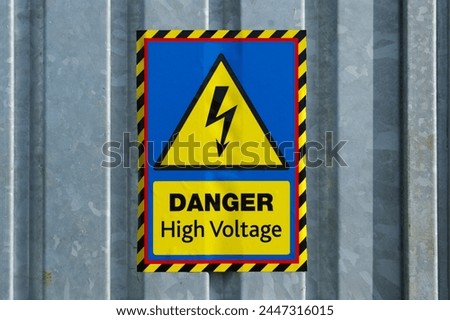 Danger high voltage sign on high voltage transformer. High quality photo