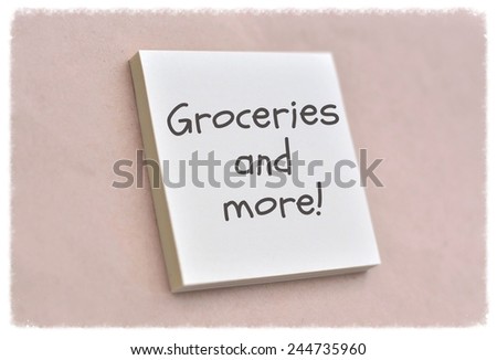 Text groceries and more on the short note texture background