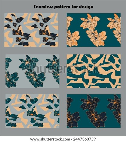 bright vector seamless pattern set with lilies