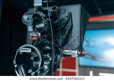 Video studio, video camera, stock photo