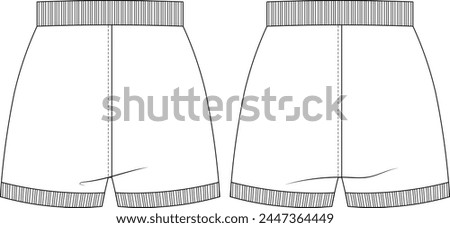 ribbed waistband ribbed cuff elastic knitted mini short template technical drawing flat sketch cad mockup fashion woman design style model  Royalty-Free Stock Photo #2447364449