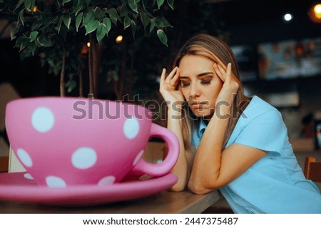 
Tired Woman Having a Large Cup of Coffee in a Cafeteria. Exhausted person trying to start the day with more energy
 Royalty-Free Stock Photo #2447375487