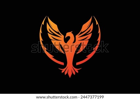 phoenix Bird logo icon illustration vector on Black background