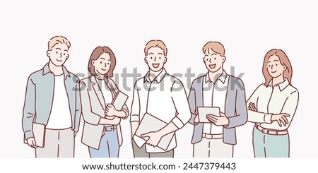 Group of business people to successful. Business team with determination and confidence. Hand drawn style vector design illustrations.