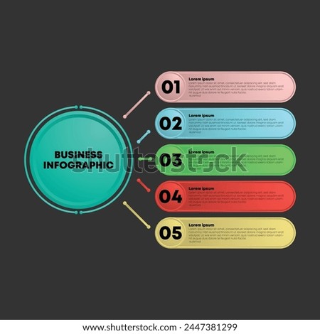 Vivid 3D flat business infographic showcasing steps.