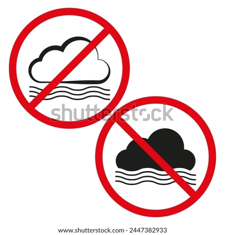 No fog weather icon. No overcast weather icon. Prohibition sign. Vector illustration. EPS 10. Royalty-Free Stock Photo #2447382933