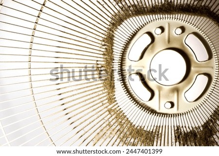 Pictures of contaminated dirty fan for cleaning.