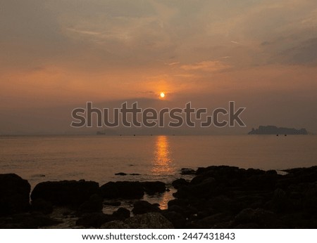 Sea at sunset, golden sky, Klong Muang Beach, Krabi, Thailand