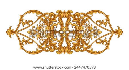 Horizontal golden arabesque with floral elements Royalty-Free Stock Photo #2447470593