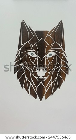 This is a picture of wolf in wooden texture ,giving irs eyes a realistic 3d look .