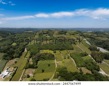 Aerial image of Vale dos Vinhedos in the city of Bento Gonçalves, Rio Grande do Sul.