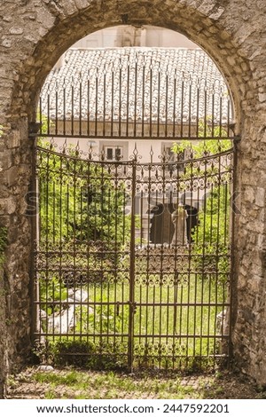 wrought iron gate in the old castle, beautiful photo digital picture