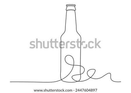 Hand drawn abstract wine bottle vector illustration. Minimal design elements suitable for continuous champagne hand drawing art, clip art, banners, cards, posters, covers, and prints