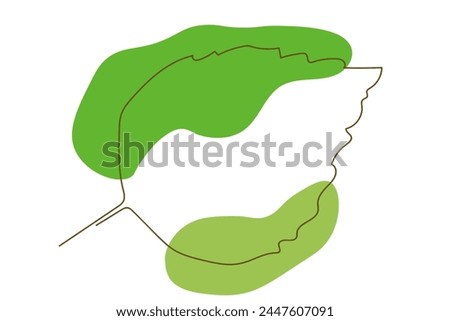 Leaf minimalist line art illustration, botanical outline pencil sketch leaf, clip art, hand drawn sketch, maple leaf line art vector design on white background