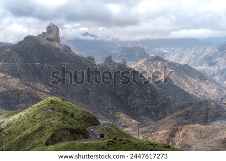view of Bentayga rock in the top of Gran Canaria . Gran Canaria. Canary islands Royalty-Free Stock Photo #2447617273