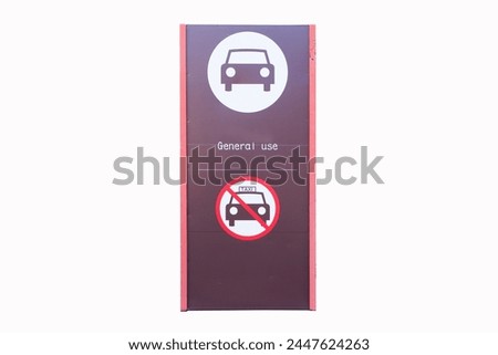 Sign prohibiting taxi parking for General Car parking sign brown, white and black isolated on white background. Traffic signs or symbol are rules that must be followed.