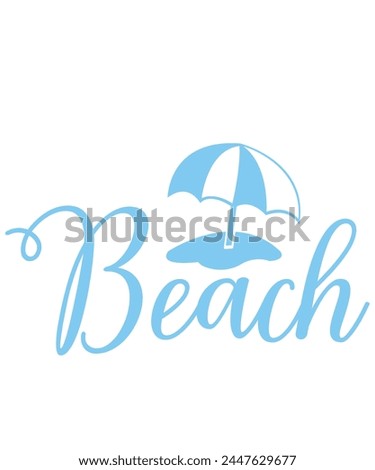 Beach clip art design on plain white transparent isolated background for card, shirt, hoodie, sweatshirt, apparel, tag, mug, icon, poster or badge