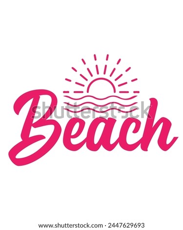Beach clip art design on plain white transparent isolated background for card, shirt, hoodie, sweatshirt, apparel, tag, mug, icon, poster or badge