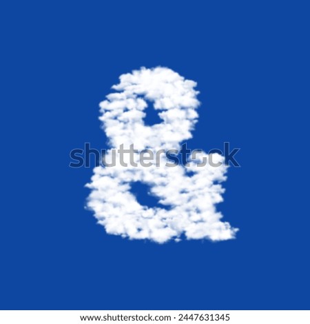Clouds in the shape of a ampersand symbol on a blue sky background. A symbol consisting of clouds in the center. Vector illustration on blue background