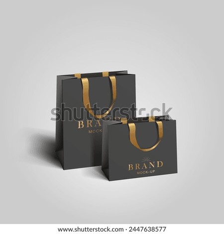Black blank paper Shopping bag. shopping product package for corporate brand template. Mock-up design for presentation branding, corporate identity, advertising, personal, stationery.