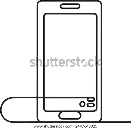 Continuous one line art smartphone touch screen gadget modern technology design outline vector illustration