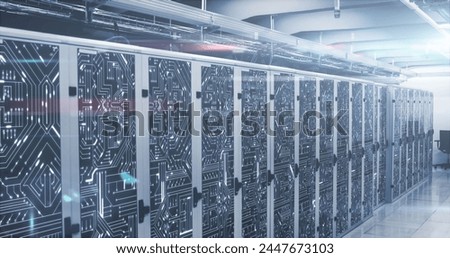 Image of icons with online security padlocks over computer servers. global technology, network of connections and digital interface concept digitally generated image.