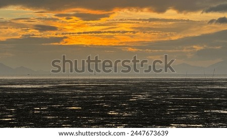 The seaside view with beautiful sunset.