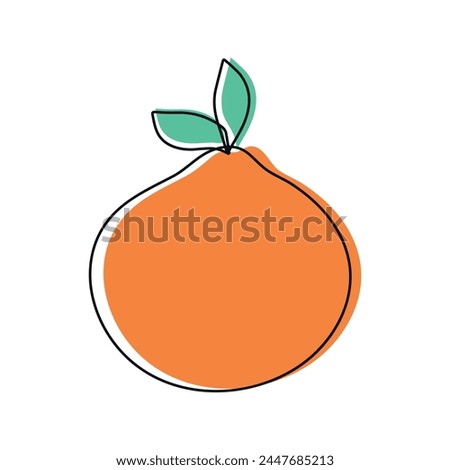 Hand drawn doodle orange on white background. Fruit outline. Vector illustration
