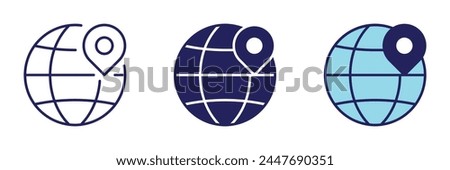 Pin Globe Icon - Navigation Set