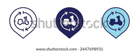 Motorcycle Rental Pin Icon - Navigation Set