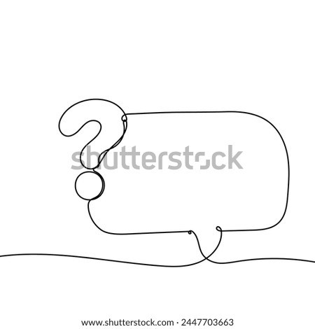 Speech bubble with question mark icon in sketch style. Help and quiz vector symbol. FAQ single continuous line. Editable stroke. Royalty-Free Stock Photo #2447703663