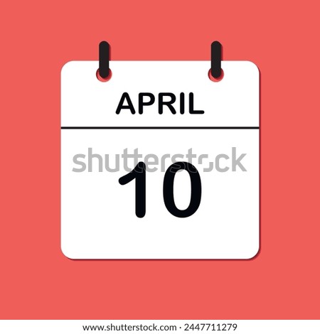 April 10. Daily Calendar icon for design. Simple design for business brochure, flyer, print media, advertisement. Easily editable.