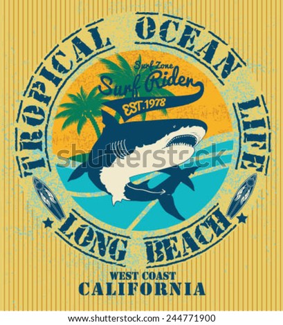 vector illustration drawing.california surf beach. summer tropical heat print,wave surf riders legendary vector t-shirts print 