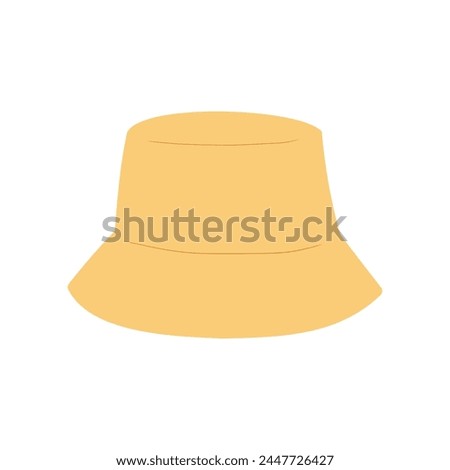 Straw sun hat vector illustration isolated. Flat hand drawn clip art of summer bucket hat.