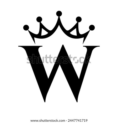 Letter W Crown Logo for Queen Sign, Beauty, Fashion, Star, Elegant, Luxury Symbol	