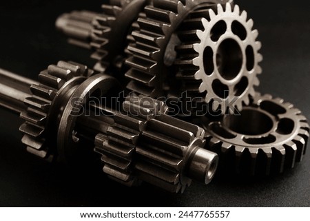Metal gear wheel engine car and bike, mechanic industry concept.  