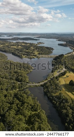 Scenic Lake  Reservoir  River Drone Pictures and Surrounding Roads