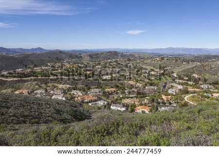 Contemporary mansion neighborhood in suburban Thousand Oaks near Los Angeles, California.