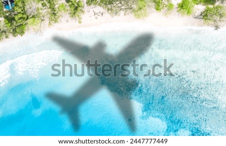 Travel traveling symbolic picture vacation sea airplane flying Seychelles beach