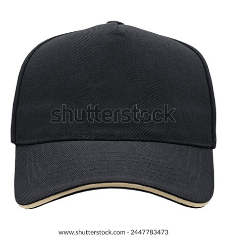 Black baseball cap, tracker cap. Mockup. A blank for the work of a designer. Isolate on a white background. Accessory for athletes, baseball players, bikers, rockers.