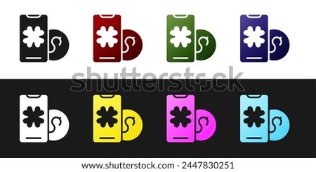 Set Online poker table game icon isolated on black and white background. Online casino.  Vector